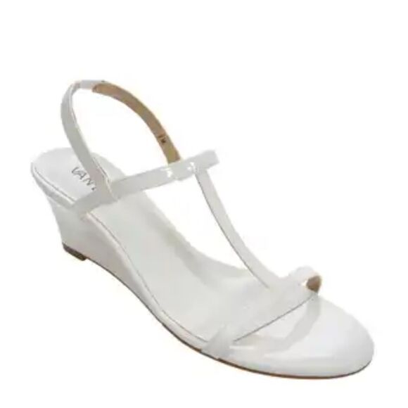 NWT Vaneli Mohan White Patent T-Strap Wedge Sandals Size 9 - Picture 2 of 6